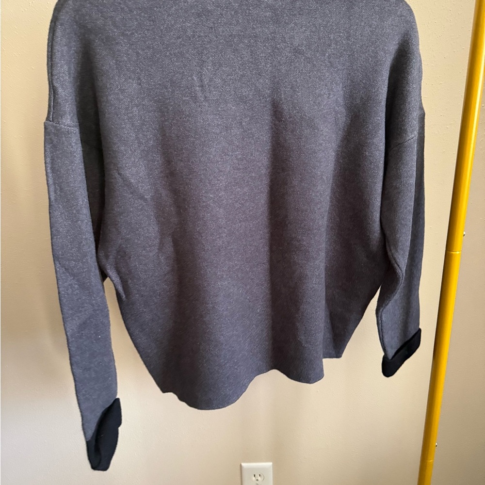 Finery London Charcoal Gray Sweater Womens Crewneck Knit Minimal S M - Picture 3 of 6